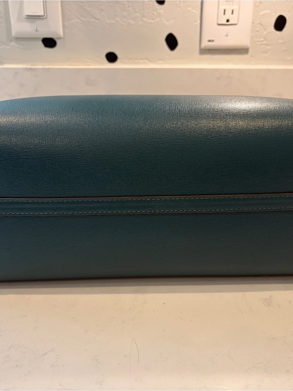 kate spade dark green tote with blue interior
